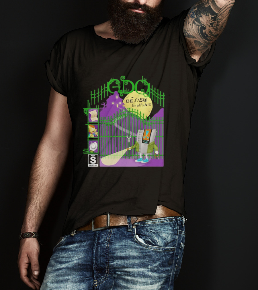Gdq Be Fast Be Afraid Spooky Retro Robot Gaming T-Shirt
