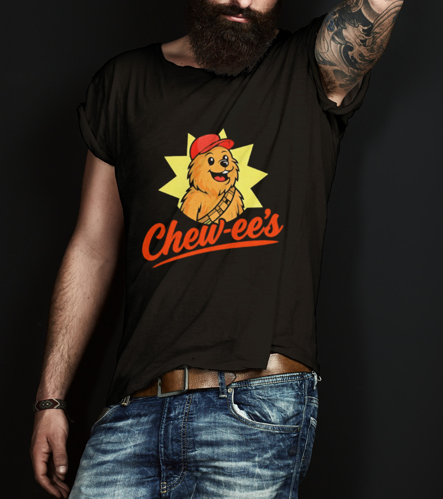 Chewbacca Chew Ee's Star Wars Snack Brand Cartoon Character With Red Hat T-Shirt