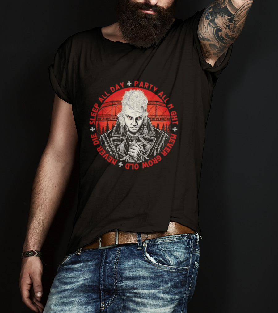 Sleep All Day Party All Night Never Grow Old Never Die 80s Gothic T-Shirt