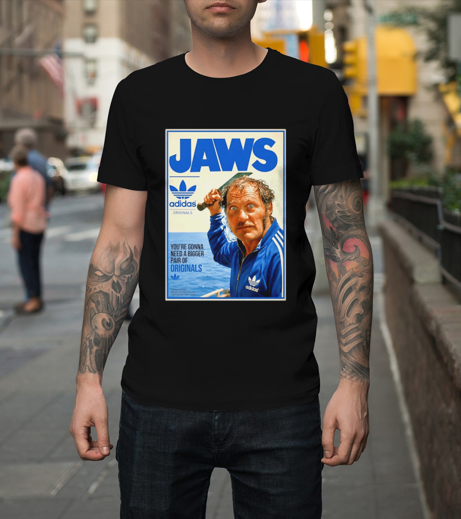 Jaws Adidas Originals You're Gonna Need A Bigger Pair Quint Machete T-Shirt