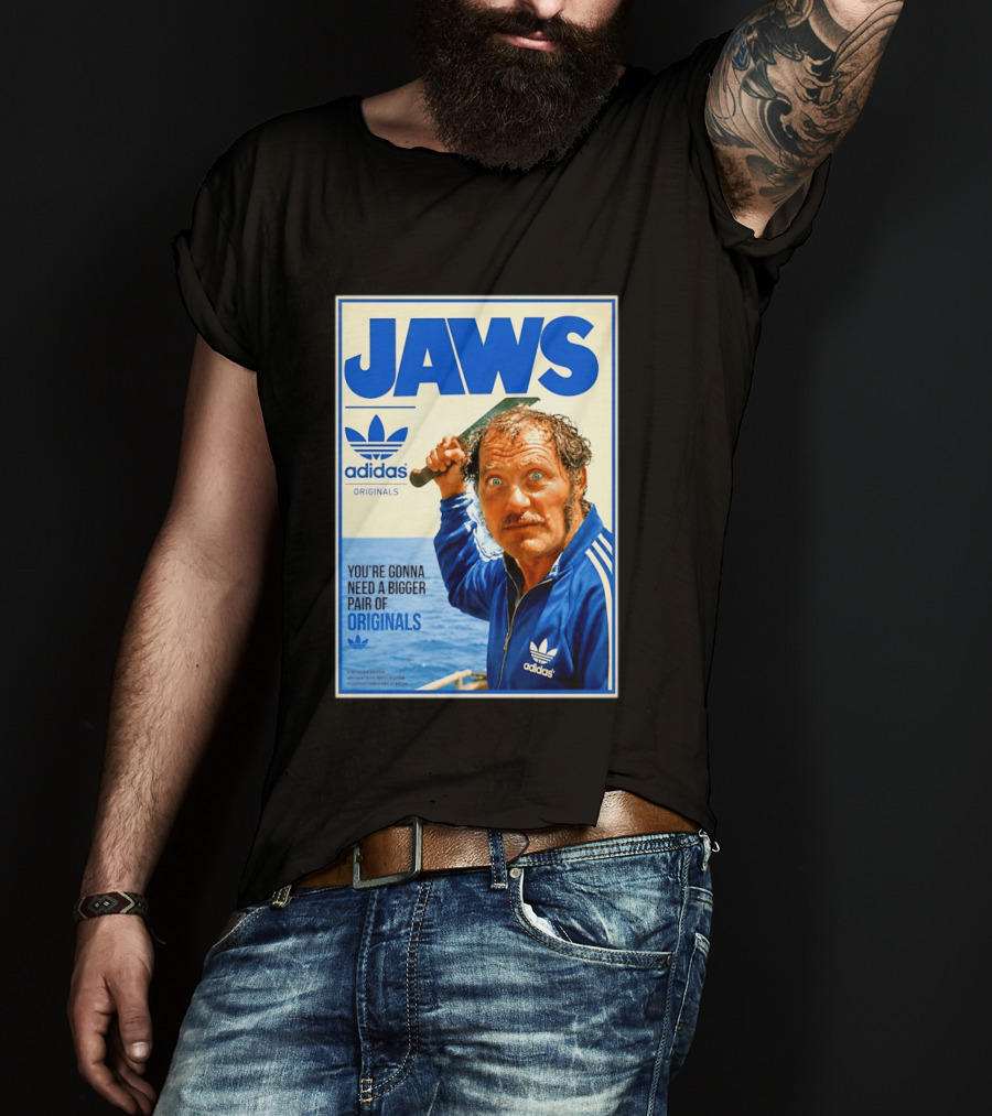 Jaws Adidas Originals You're Gonna Need A Bigger Pair Quint Machete T-Shirt