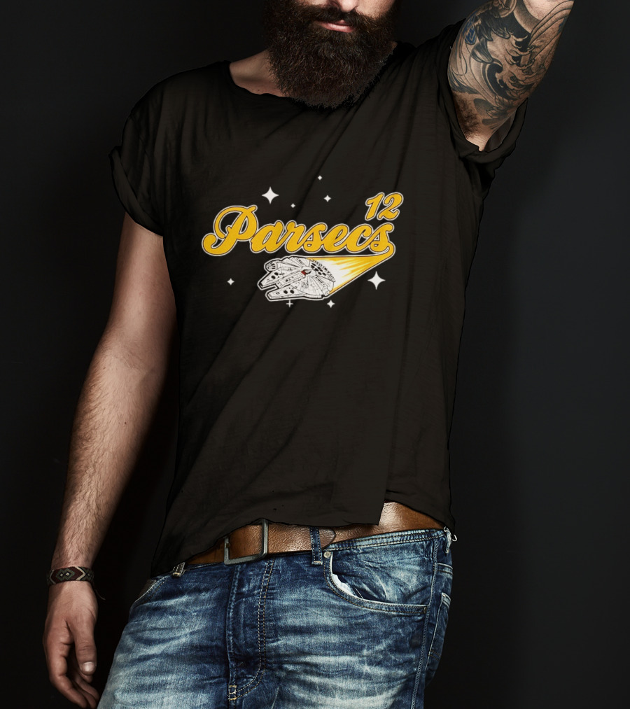 Millennium Falcon 12 Parsecs Star Wars Han Solo Baseball Script T-Shirt