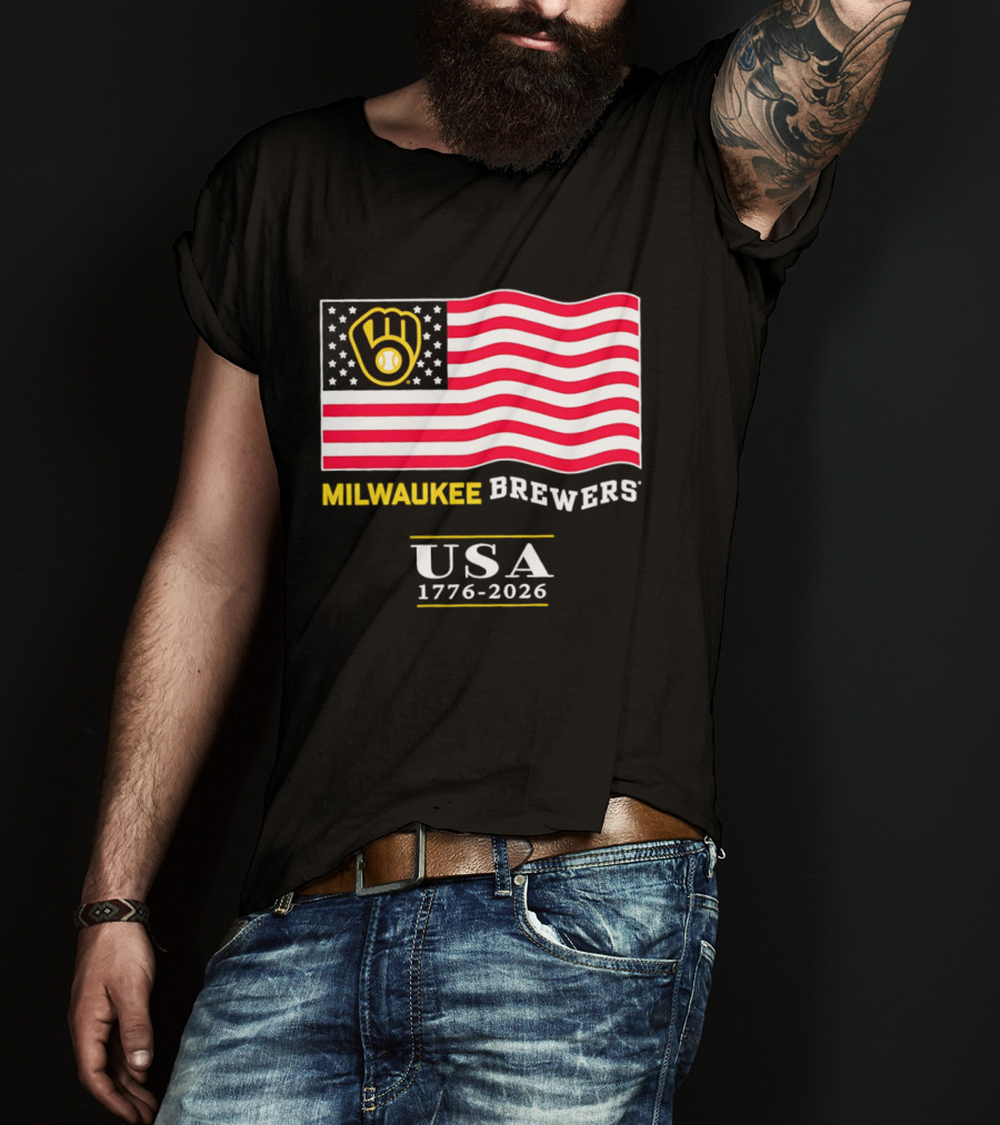 Milwaukee Brewers USA 1776 2026 American Flag Baseball Team T-Shirt