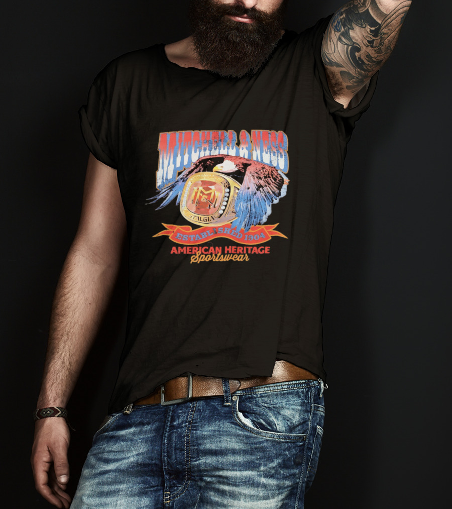 Mitchell And Ness Nostalgia Co American Heritage Sportswear Established 1904 Eagle Ring T-Shirt