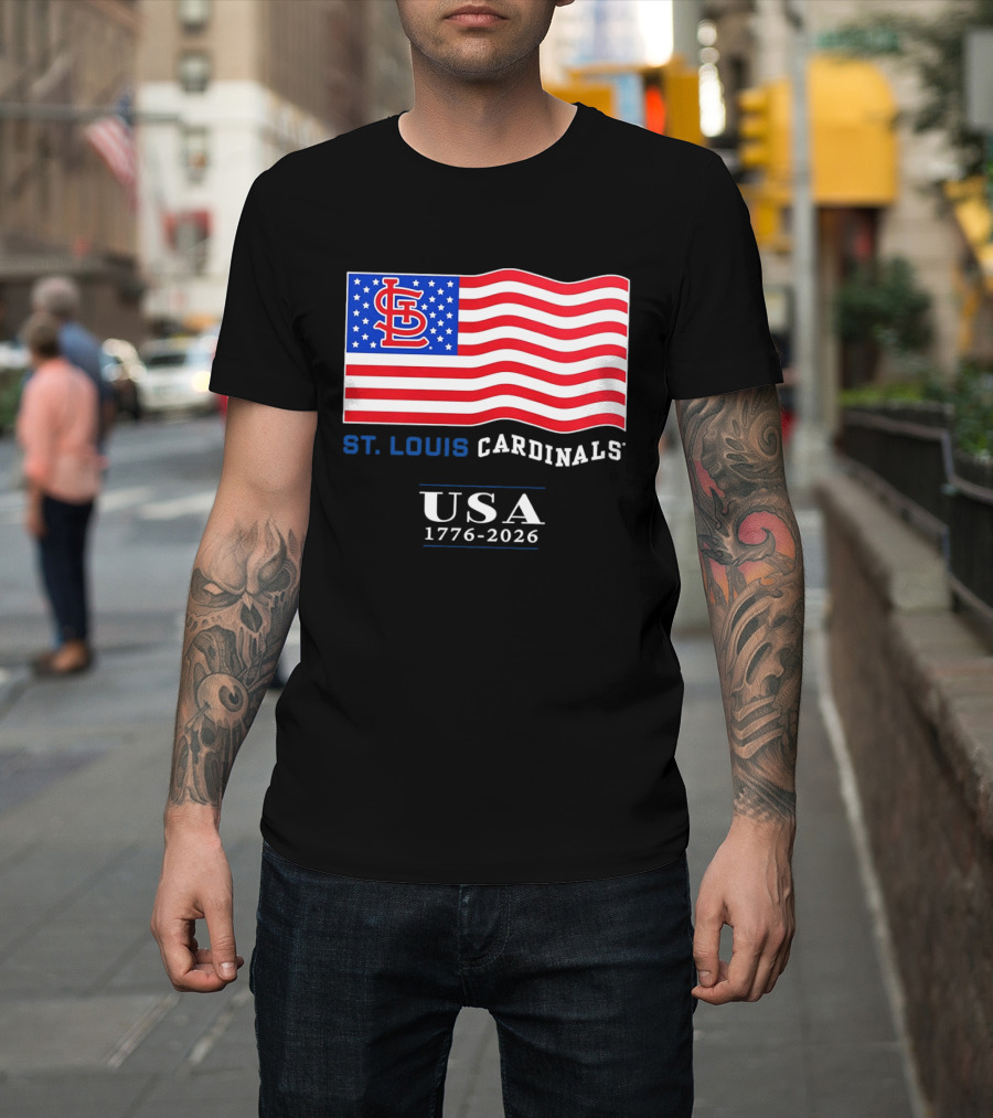 St Louis Cardinals American Flag USA 1776 2026 MLB Baseball T-Shirt