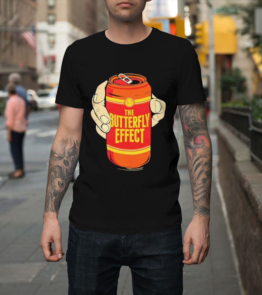 The Butterfly Effect Soda Can Vibrant Red Yellow Pop T-Shirt