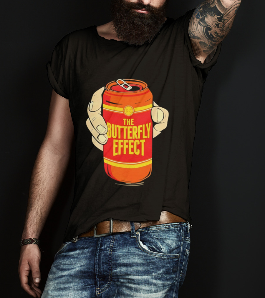 The Butterfly Effect Soda Can Vibrant Red Yellow Pop T-Shirt