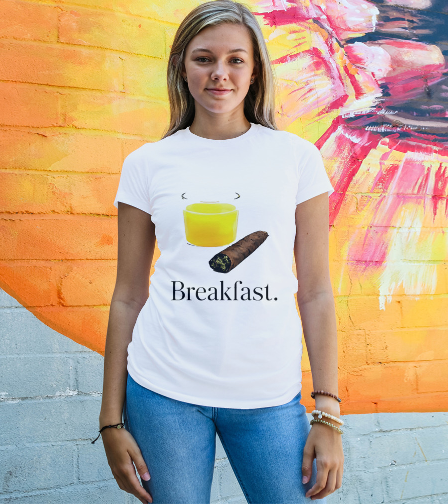 Breakfast Juice And Blunt Retro Humor With Glass And Cigar T-Shirt