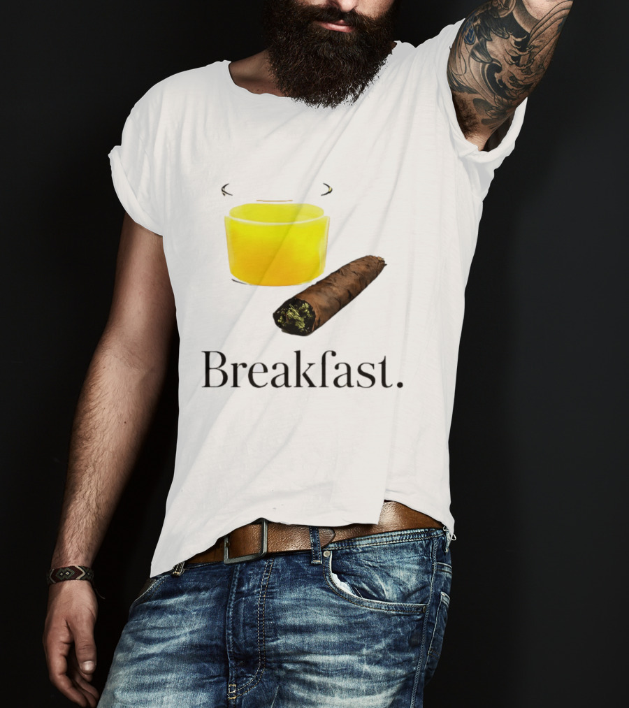 Breakfast Juice And Blunt Retro Humor With Glass And Cigar T-Shirt