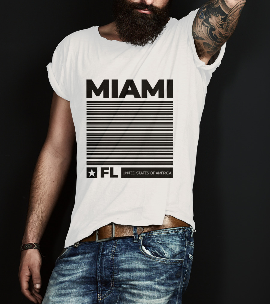 Miami FL Star Stripes United States Of America T-Shirt