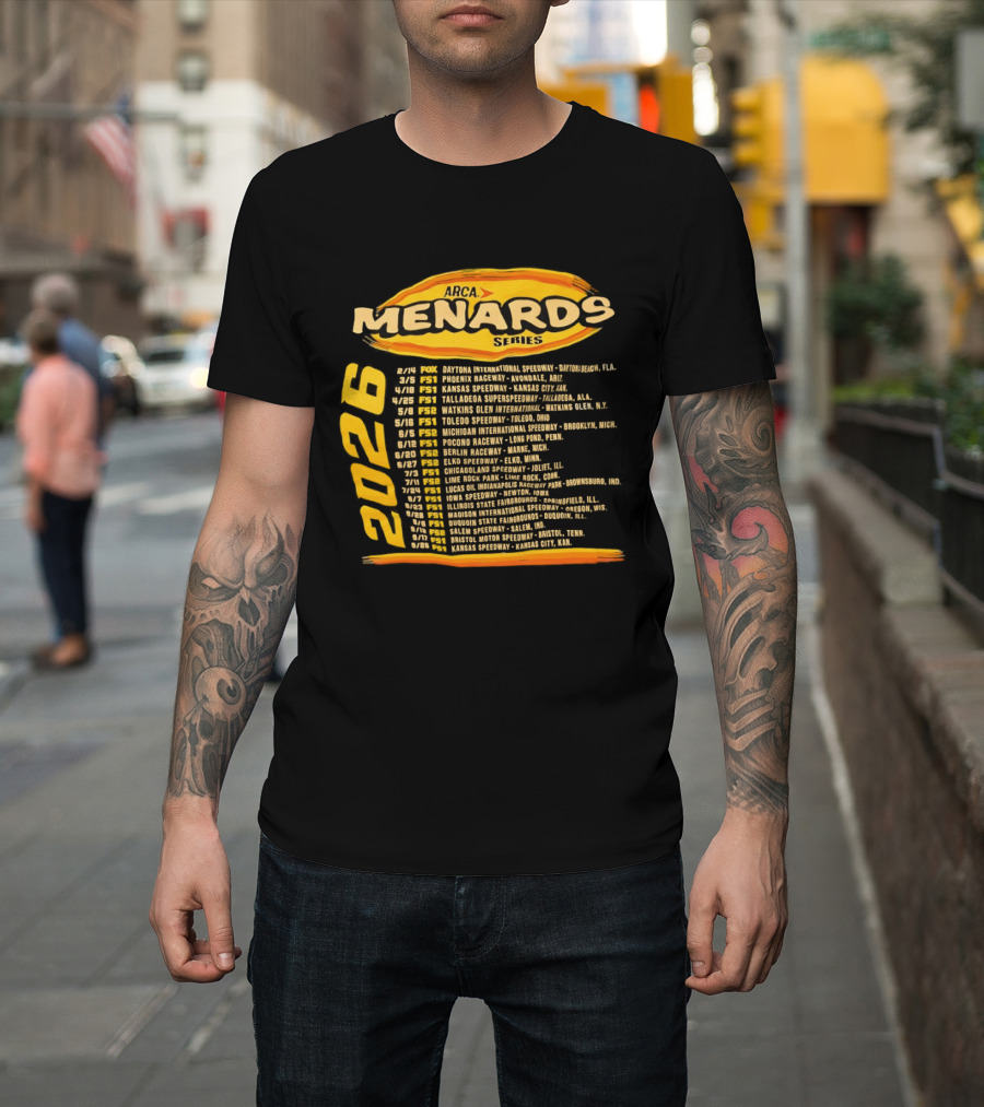 ARCA Menards Series 2026 Racing Schedule Calendar Featuring Key Race Dates And Locations T-Shirt