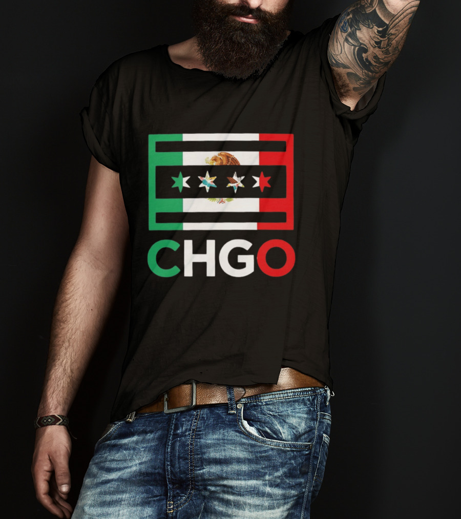 CHGO Mexico Flag Colors With Eagle And Stars T-Shirt