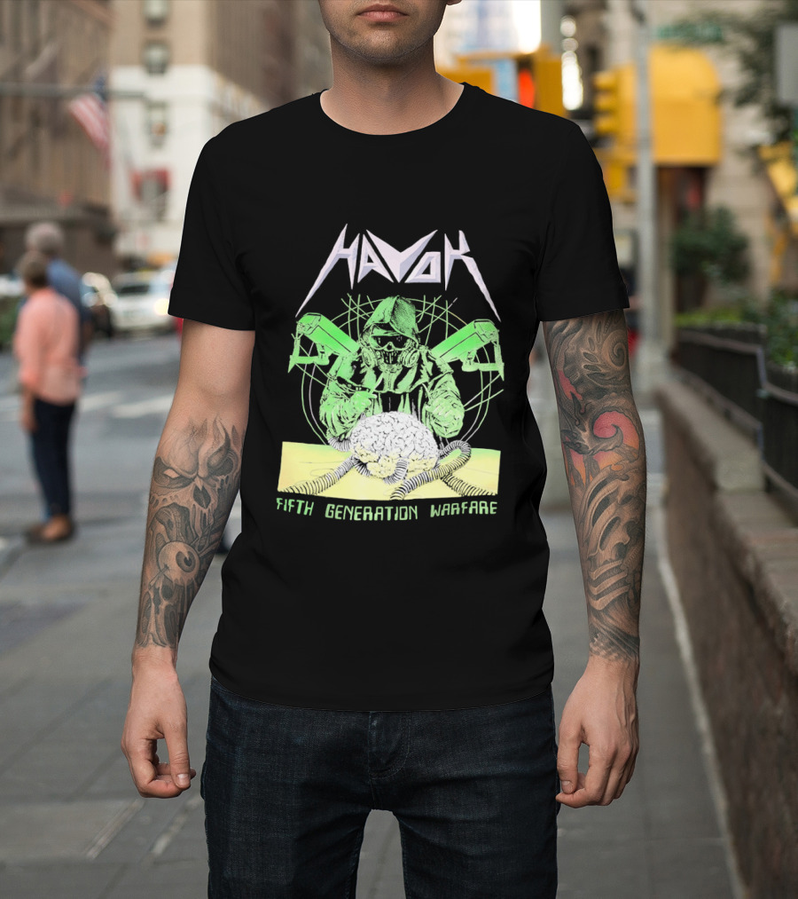 Havok Fifth Generation Warfare Mask Guns Skull T-Shirt