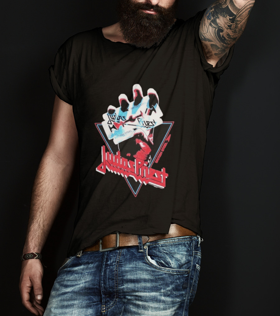 Judas Priest British Steel Hand Triangle Classic Rock T-Shirt