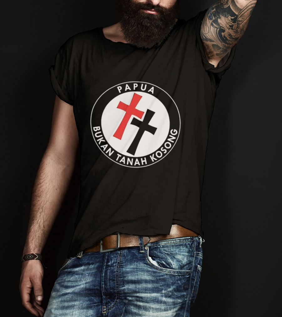 Papua Bukan Tanah Kosong Jaga Tanah Jaga Hutan Cross Symbol Two Sided T-Shirt