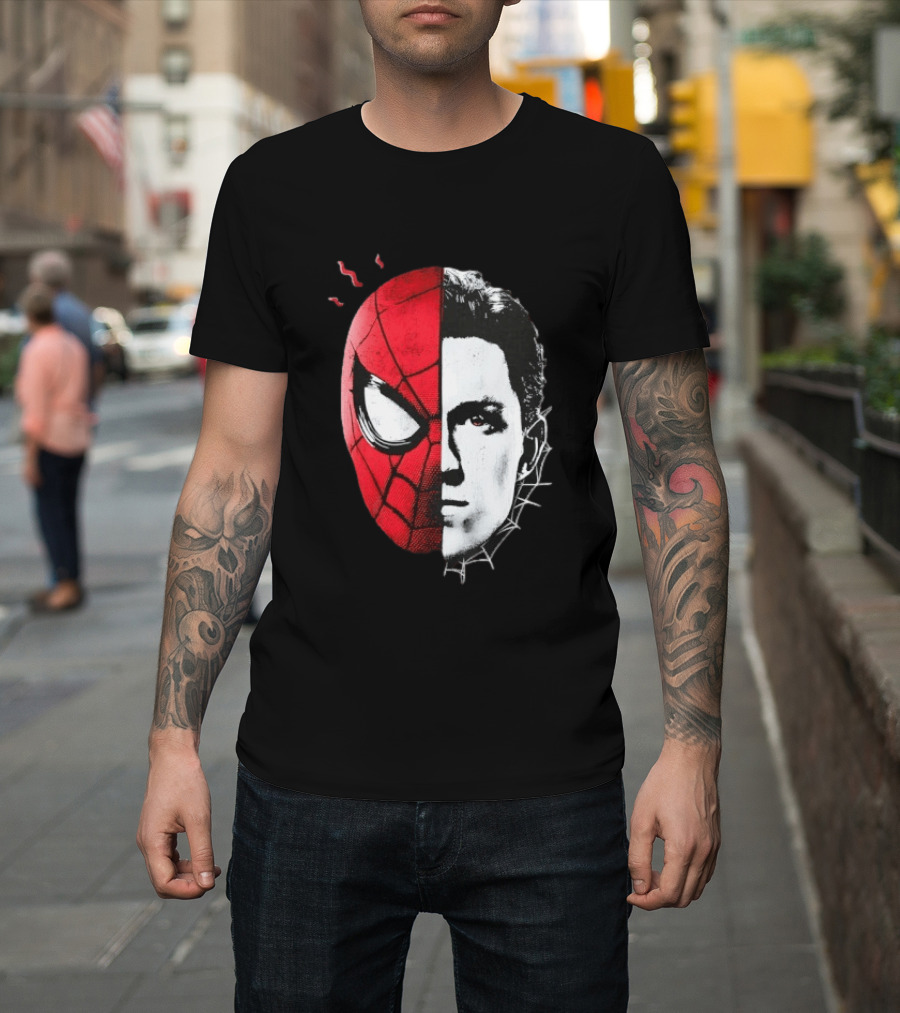 Tom Holland Spider Man Split Face Marvel Mashup T-Shirt