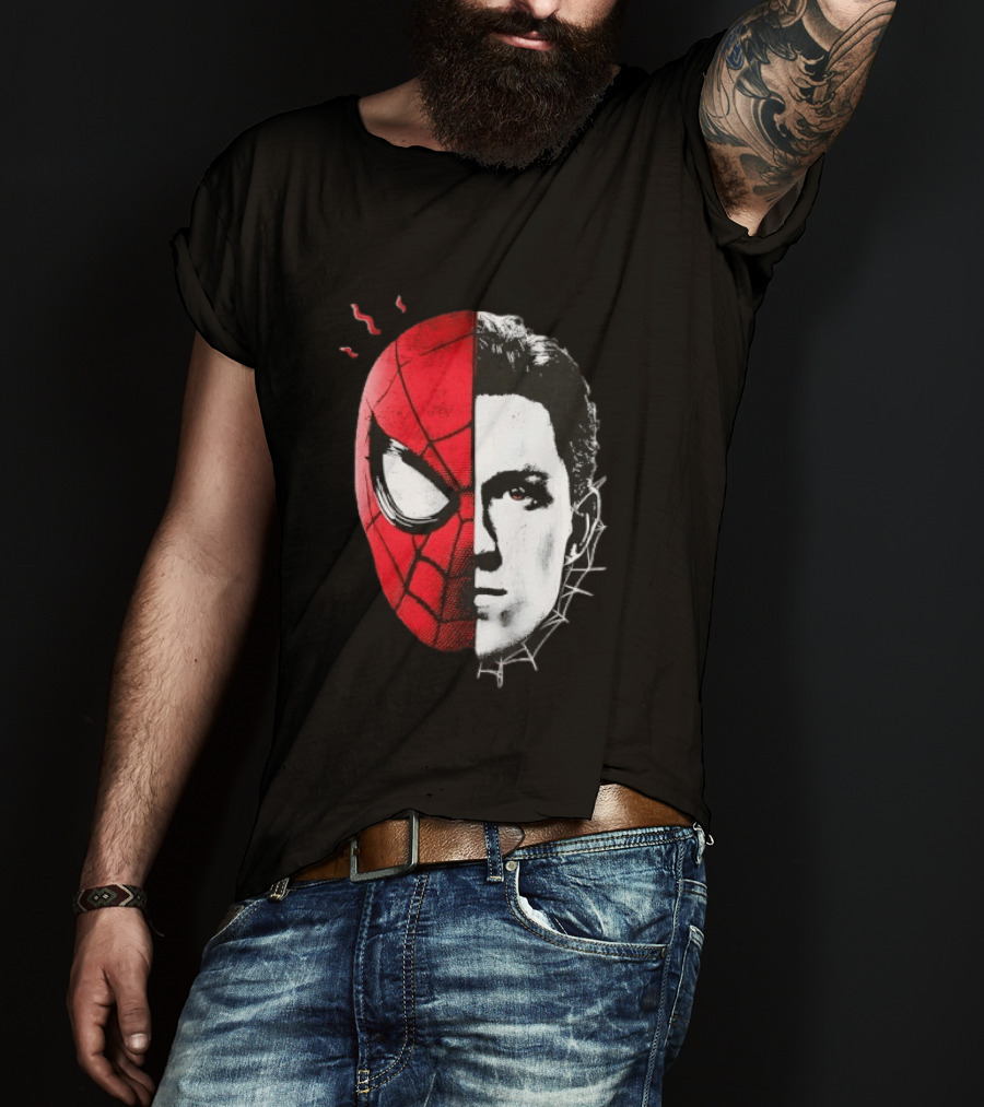 Tom Holland Spider Man Split Face Marvel Mashup T-Shirt