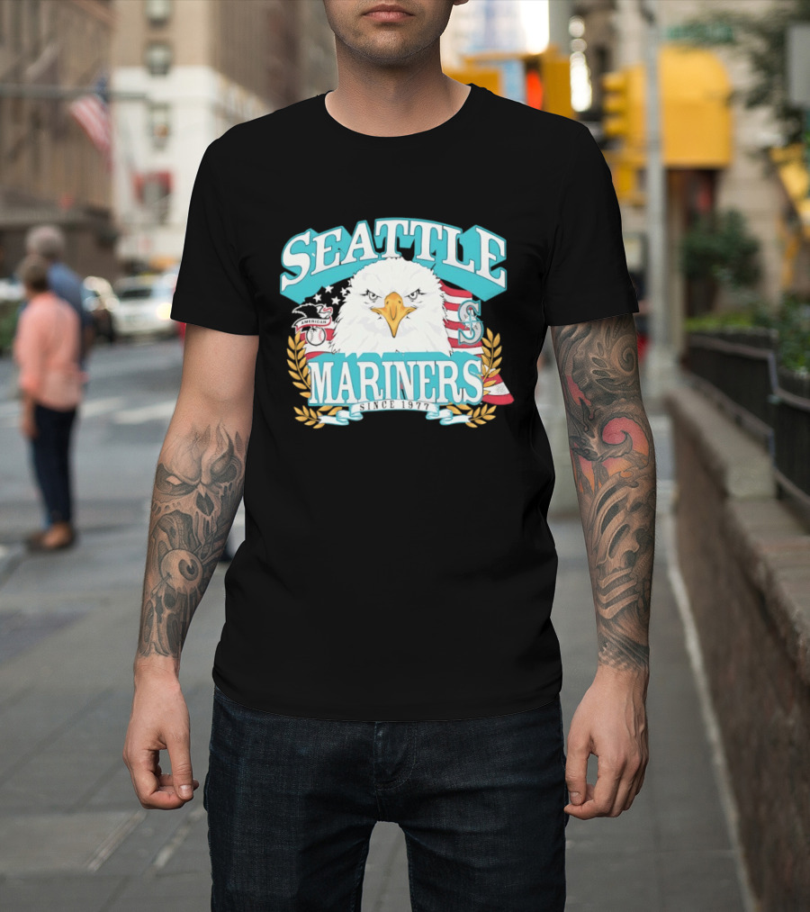 Seattle Mariners American League Eagle Emblem 1977 Heritage T-Shirt