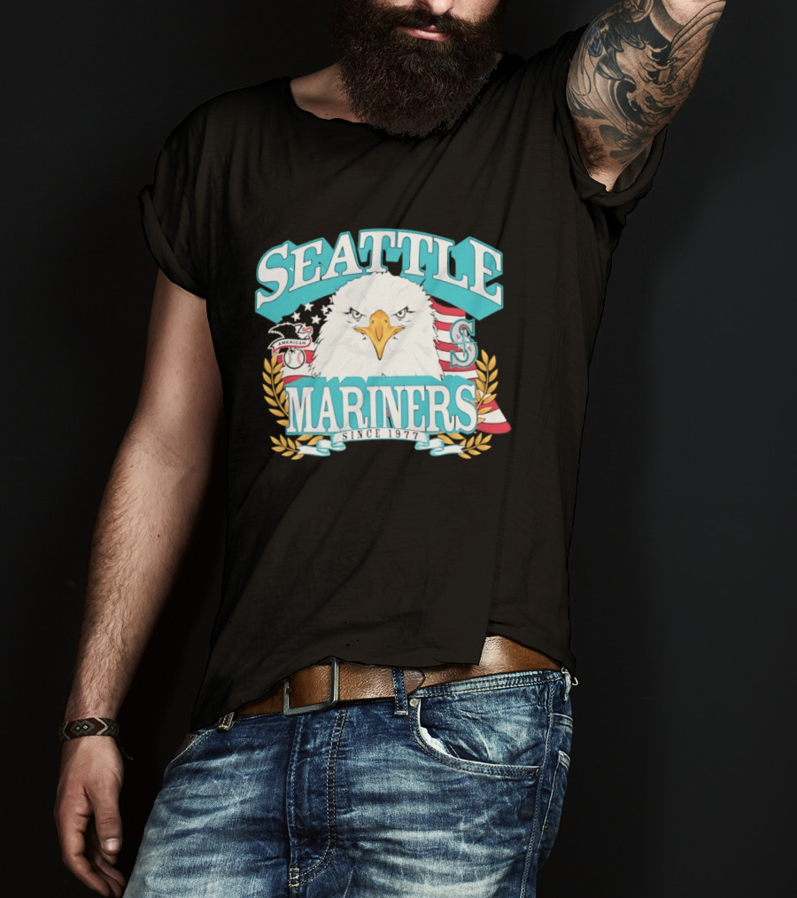Seattle Mariners American League Eagle Emblem 1977 Heritage T-Shirt
