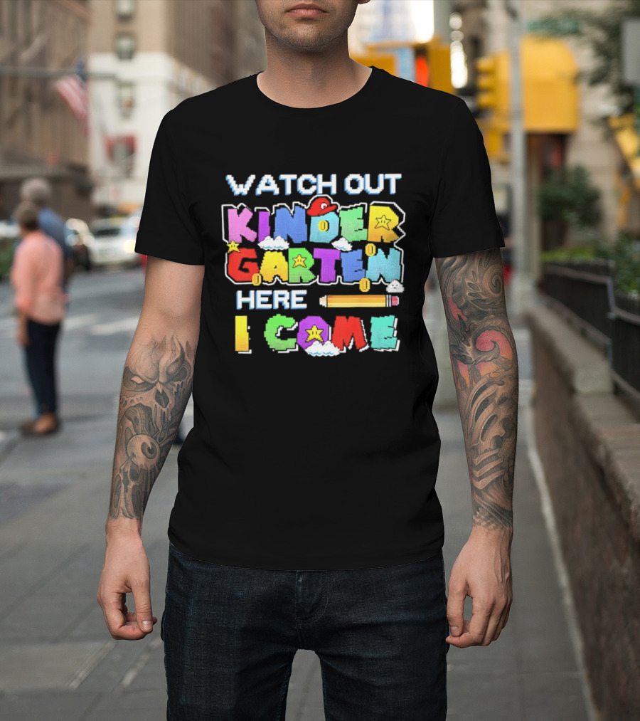 Out Kindergarten Here I Come Fun Colorful Back To School Kids T-Shirt