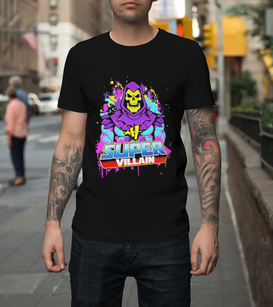 Skeletor Super Villain Masters Of The Universe Colorful Paint Splatter T-Shirt