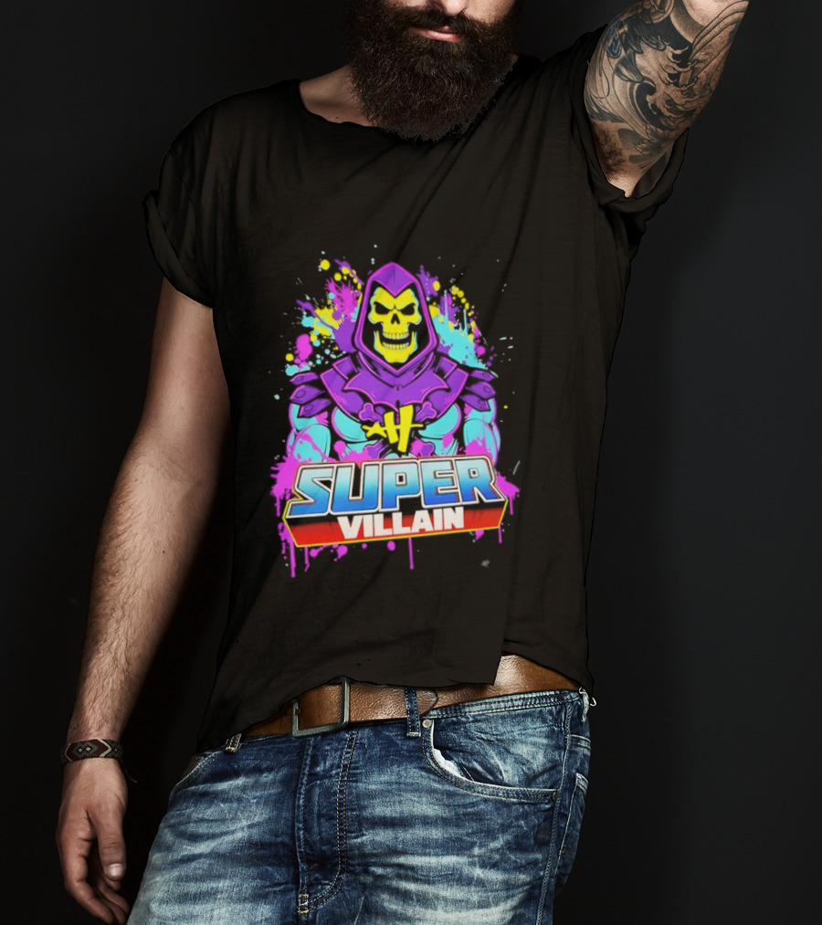 Skeletor Super Villain Masters Of The Universe Colorful Paint Splatter T-Shirt