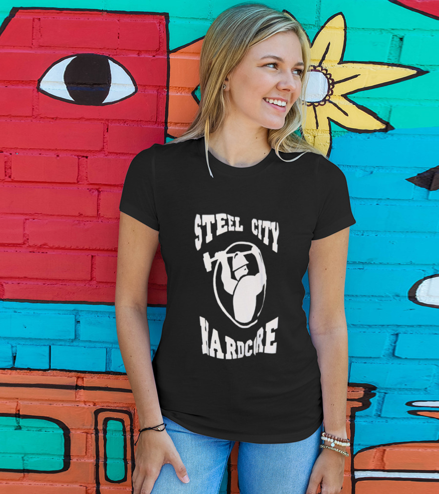 Steel City Hardcore Pittsburgh Worker Hammer Circle T-Shirt
