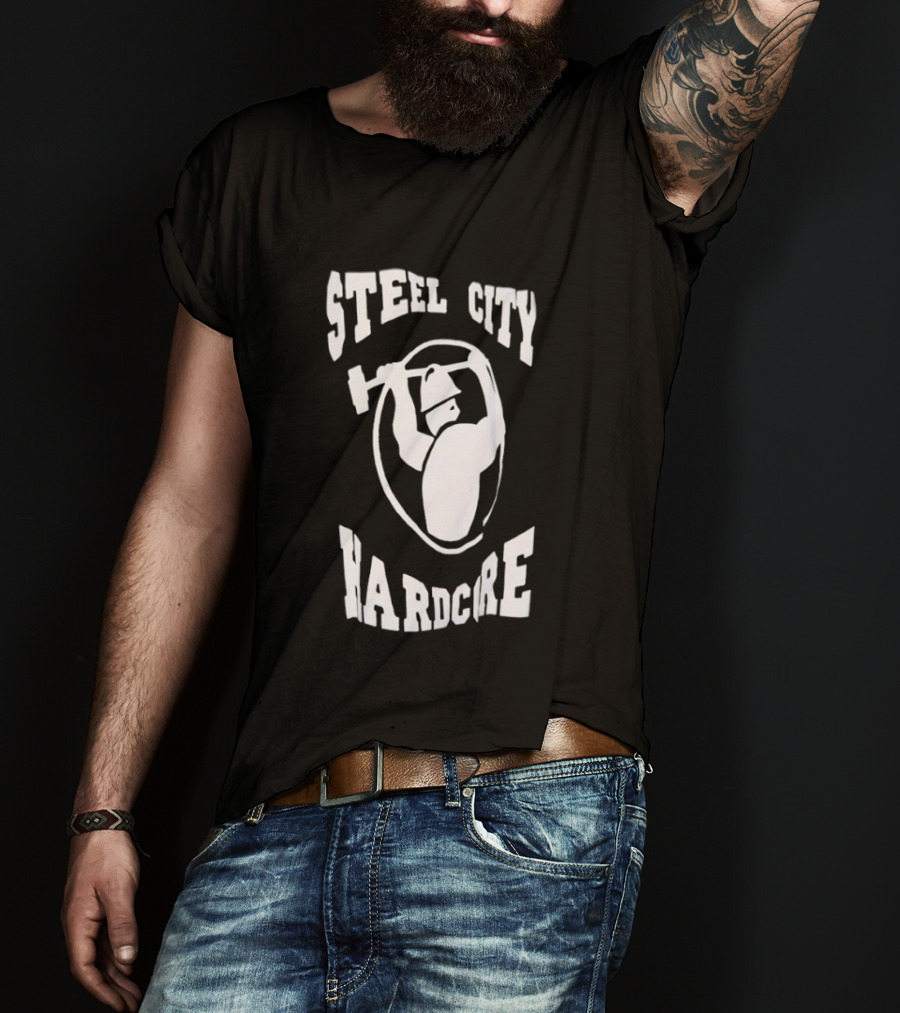 Steel City Hardcore Pittsburgh Worker Hammer Circle T-Shirt