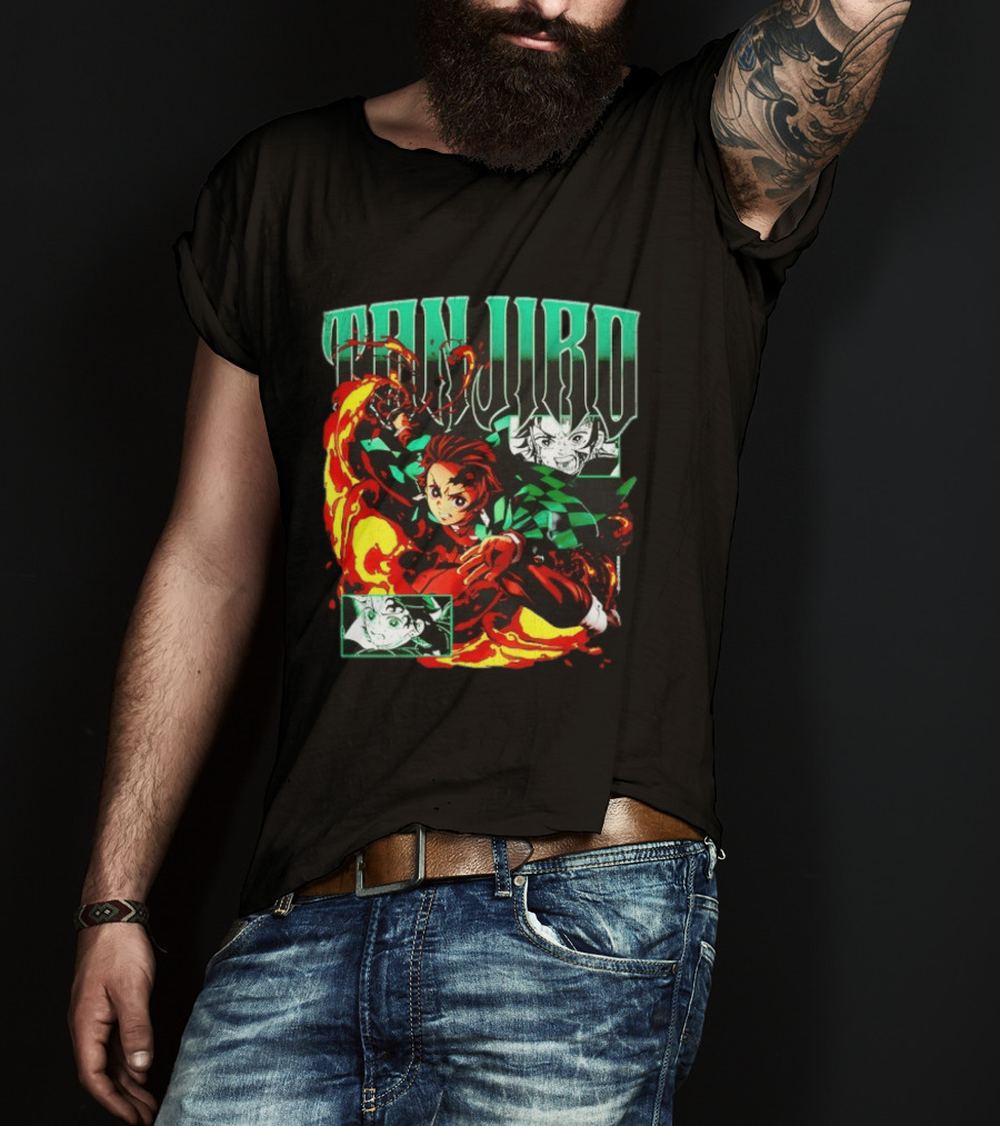 Tanjiro Kamado Flames Demon Slayer Anime Kimetsu No Yaiba T-Shirt
