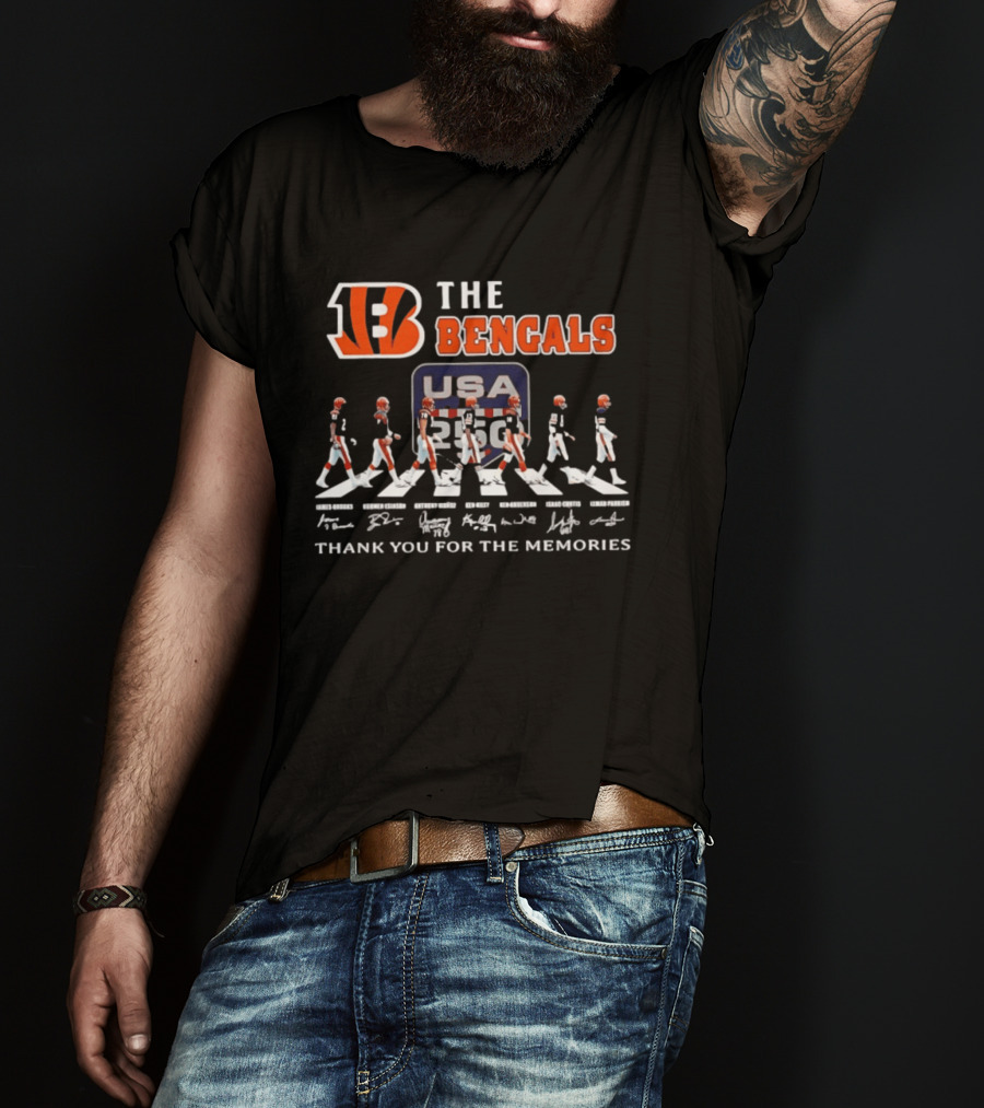 The Bengals James Brooks Boomer Esiason Anthony Munoz Ken Riley Ken Anderson Isaac Curtis Lemar Parrish USA 82 Thank You For The Memories T-Shirt