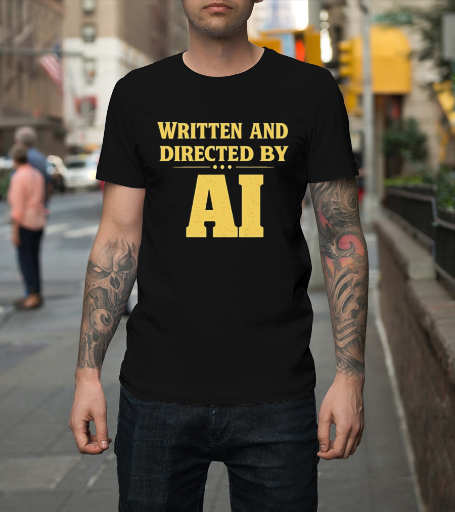 Written And Directed By AI Text Yellow Font T-Shirt