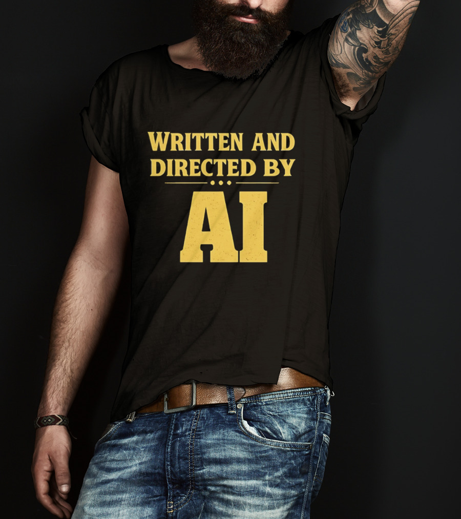 Written And Directed By AI Text Yellow Font T-Shirt
