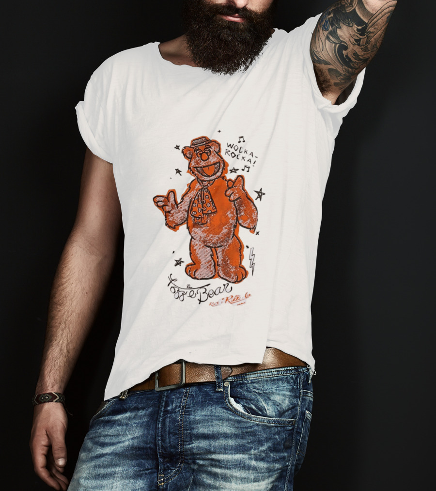 Fozzie Bear Wocka Rocka Rock N Roller Muppet Tie Star Music Notes T-Shirt
