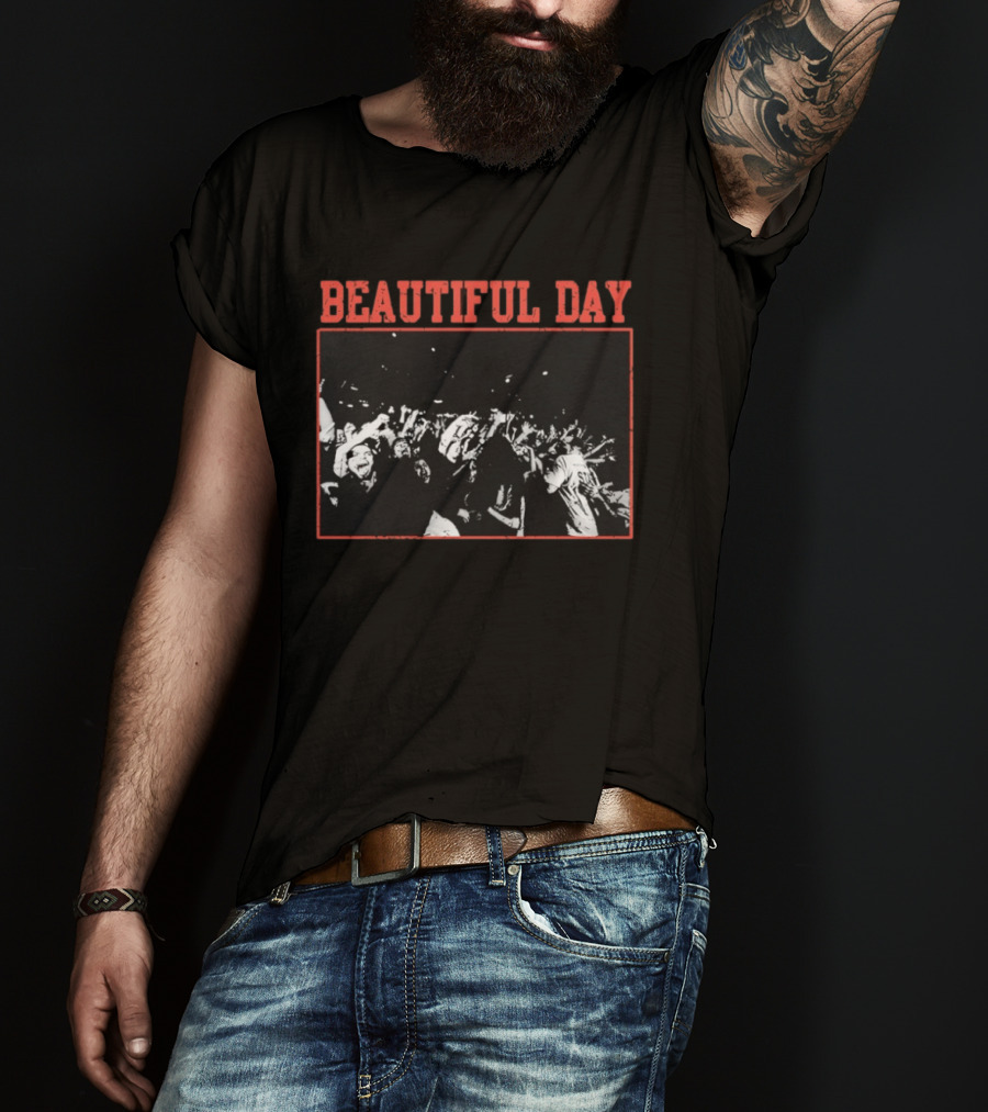 Beautiful Day Crowd Photo Black And White Concert Scene T-Shirt