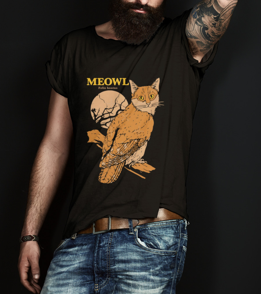 Meowl Felis Hootus Cat Owl Fusion With Moon T-Shirt