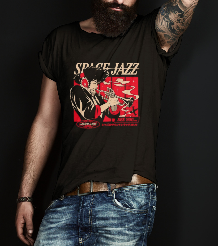 Space Jazz Spike Spiegel Stereo Audio See You T-Shirt
