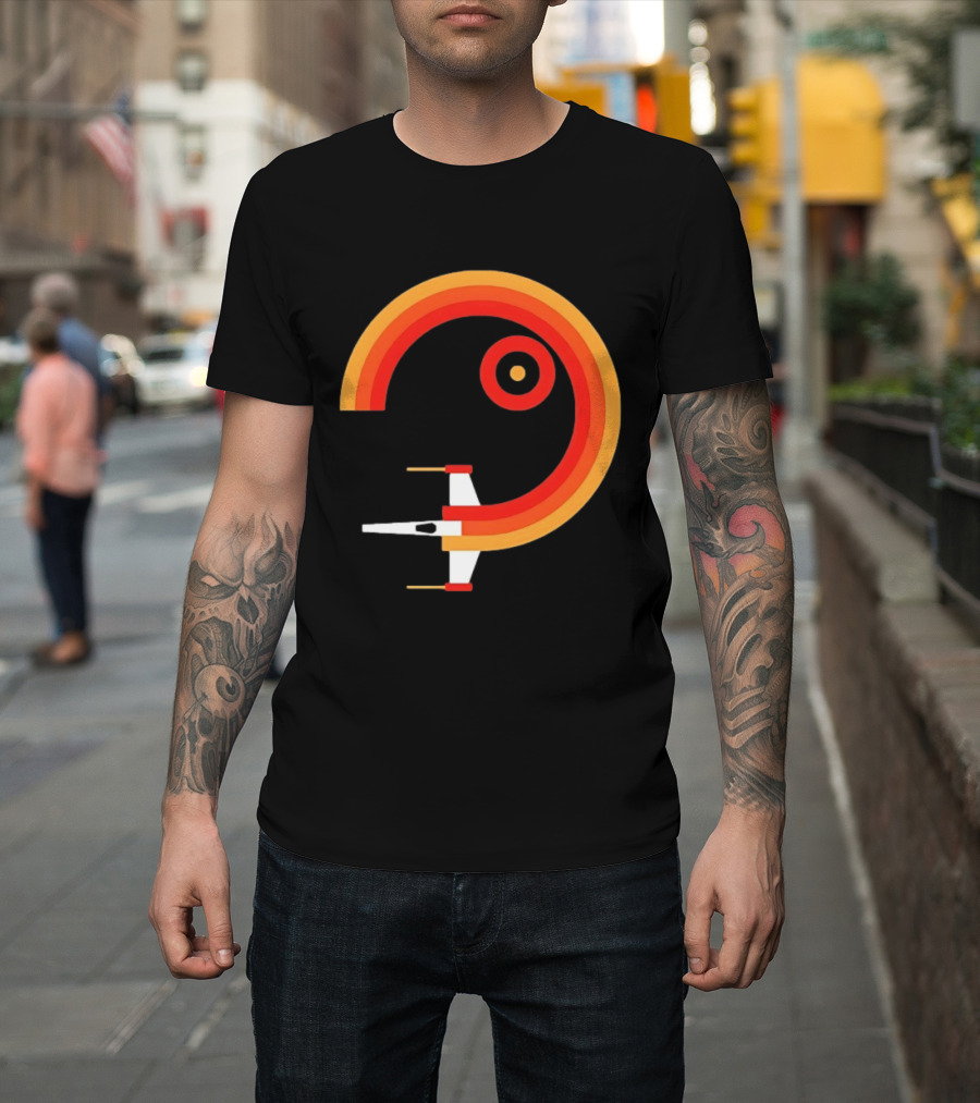 Star Wars X Wing Retro Sunset Circle T-Shirt