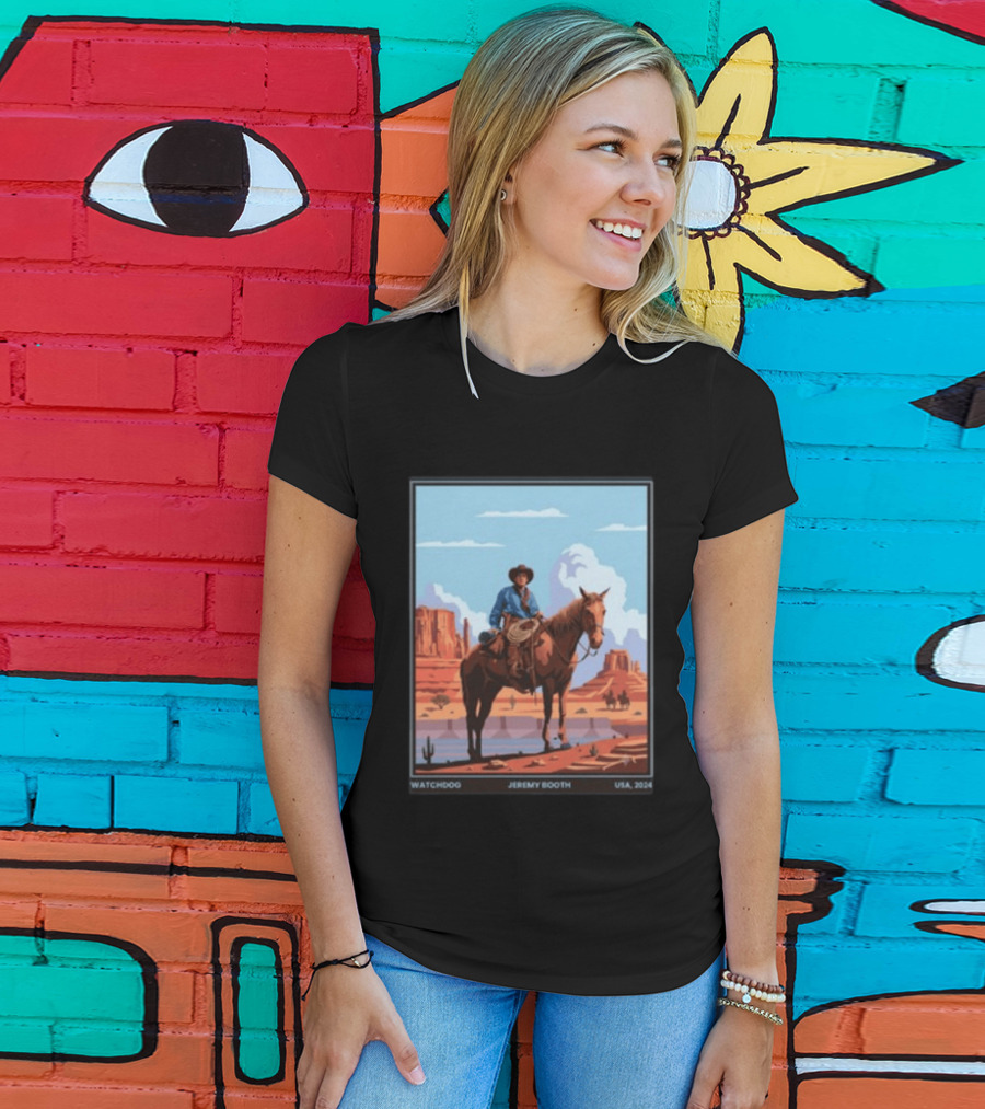 Dog Jeremy Booth USA 2020 Cowboy And Horse Desert Scene T-Shirt
