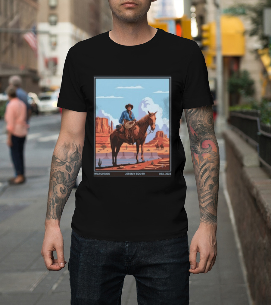 Dog Jeremy Booth USA 2020 Cowboy And Horse Desert Scene T-Shirt