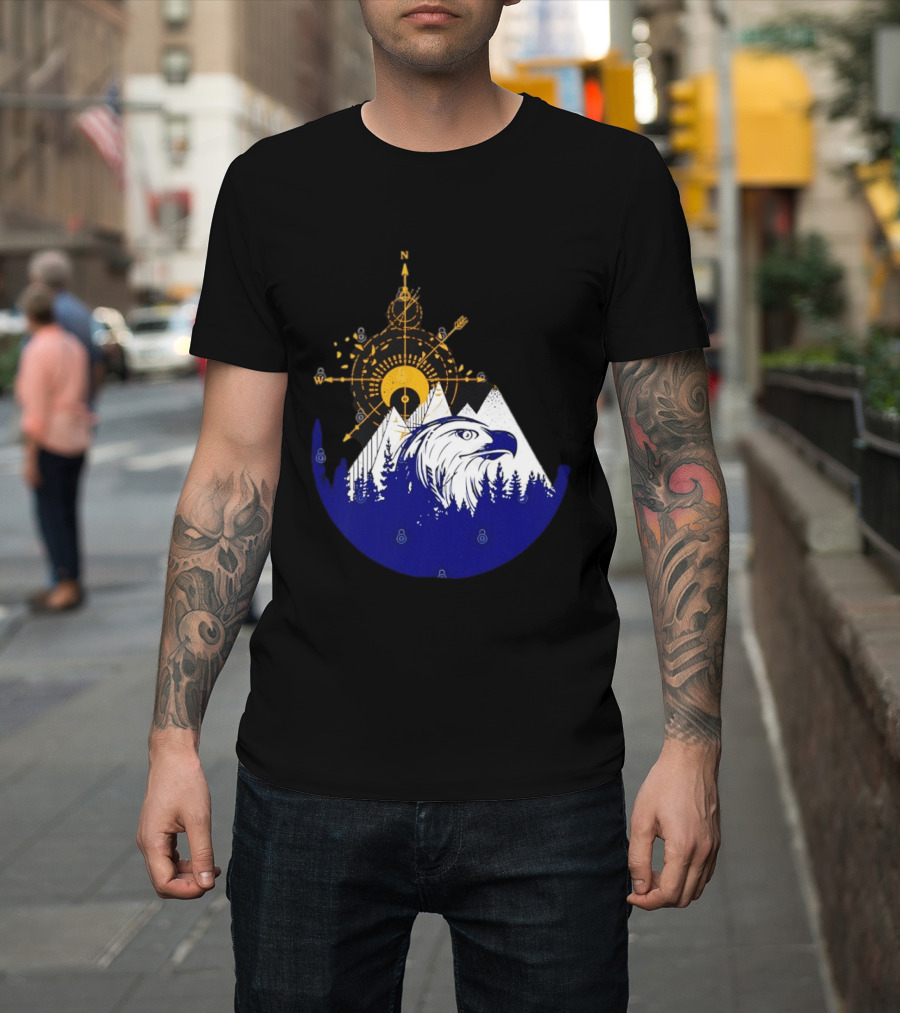 Eagle And Compass With Mountain Forest T-Shirt