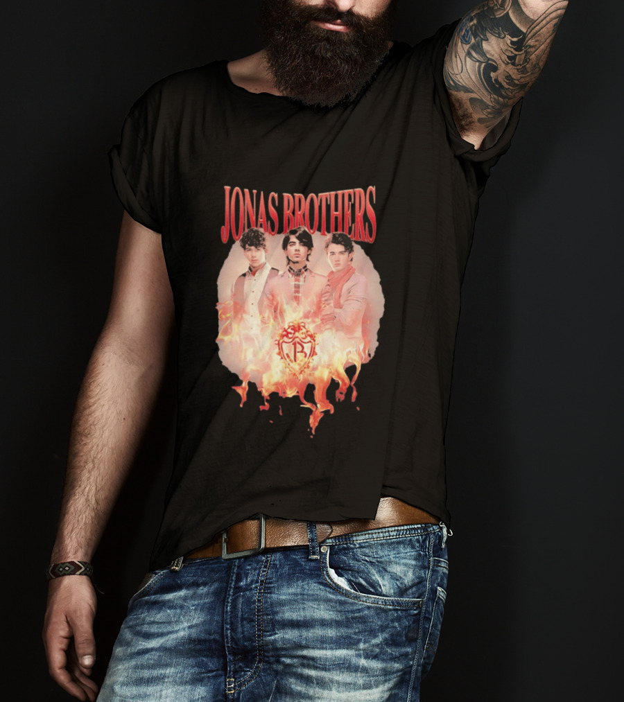 Jonas Brothers Fire Flame Trio Band Photography T-Shirt