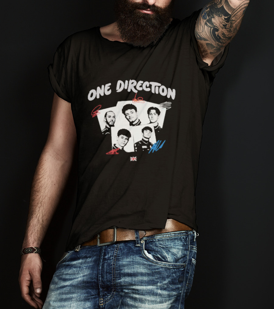 One Direction Band Portraits With Red And Blue Accents T-Shirt