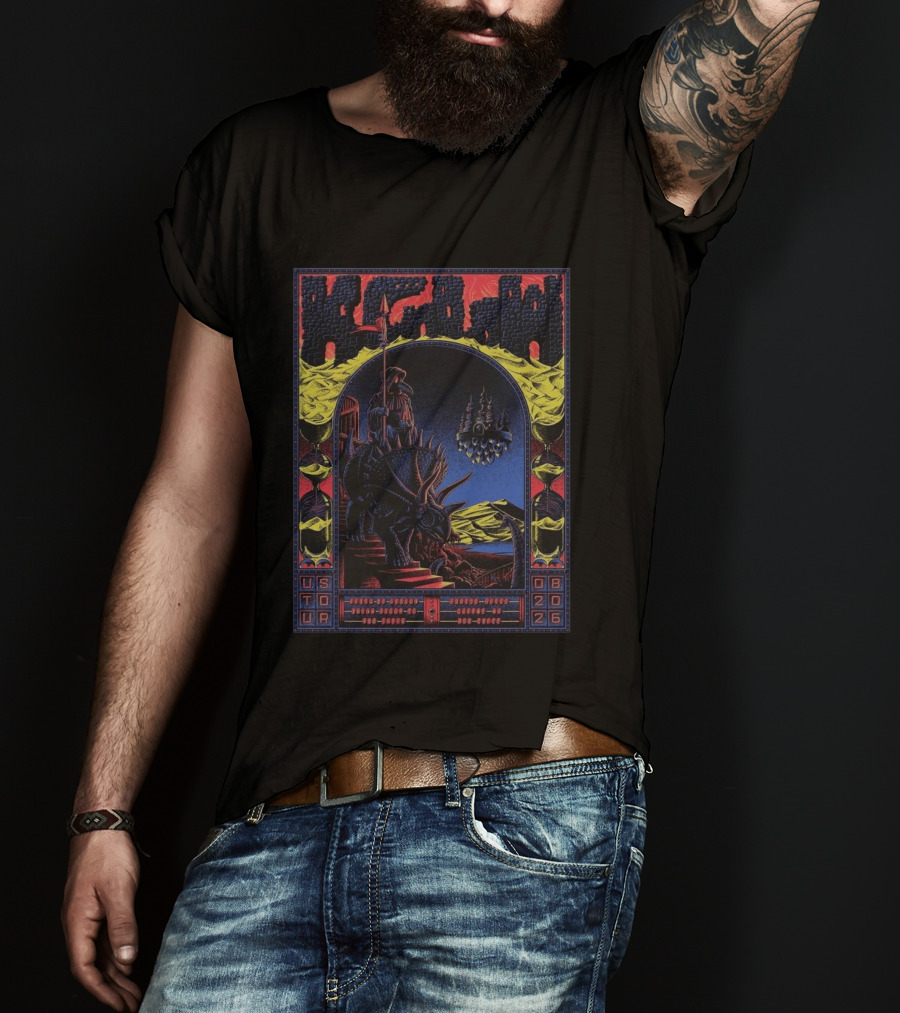 King Gizzard And The Lizard Wizard US Tour 2026 Dinosaur Knight Fantasy Bueno Vista Queens August T-Shirt