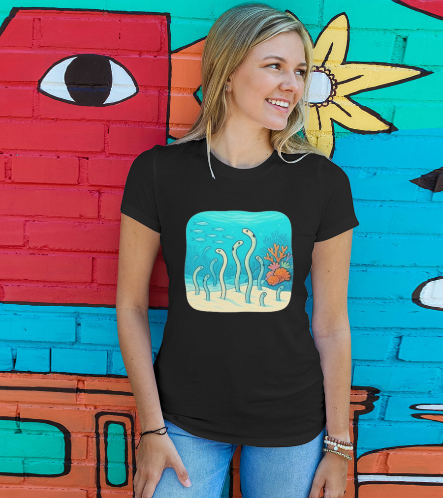 Garden Eels Reef Hawaii With Colorful Coral And Tropical Fish T-Shirt