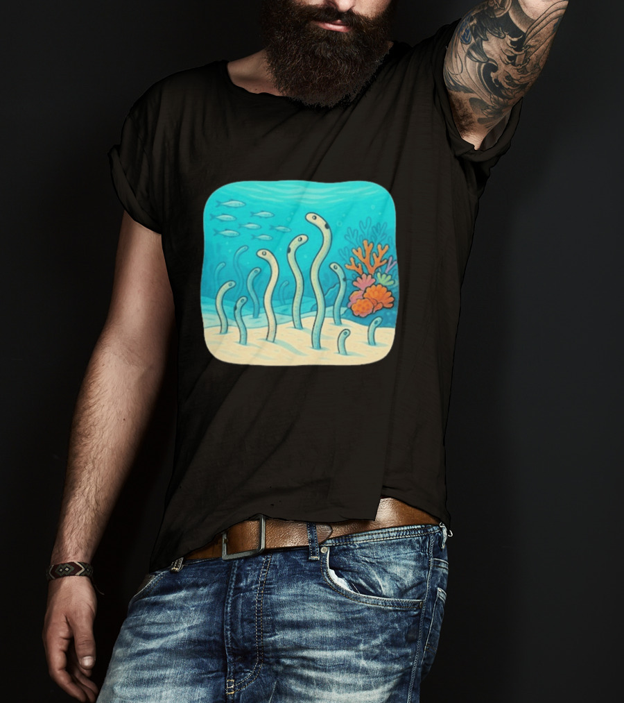 Garden Eels Reef Hawaii With Colorful Coral And Tropical Fish T-Shirt