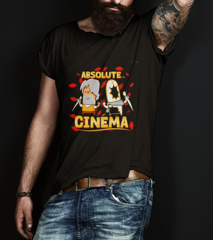 Absolute Cinema Movie Film Reaction Characters With Swords T-Shirt