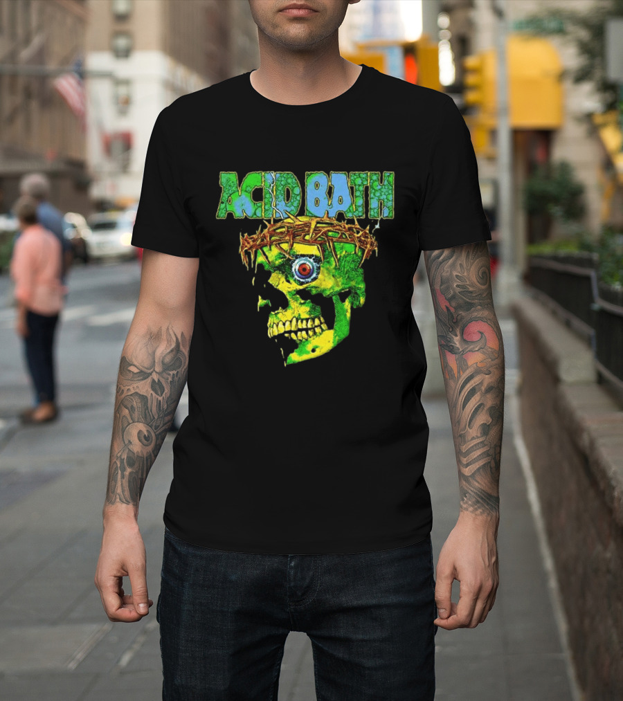 Acid Bath 2026 EU And UK Tour Green Skull Crown Of Thorns Dates Back T-Shirt