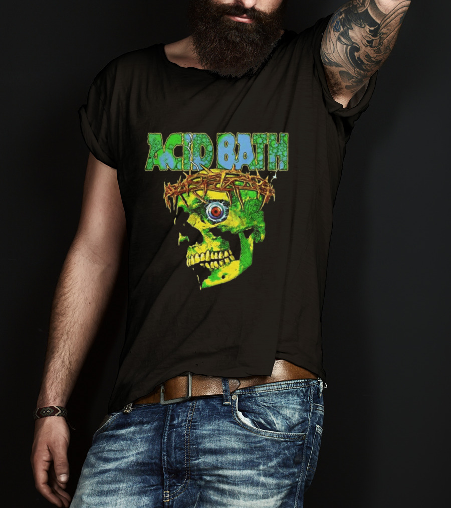 Acid Bath 2026 EU And UK Tour Green Skull Crown Of Thorns Dates Back T-Shirt