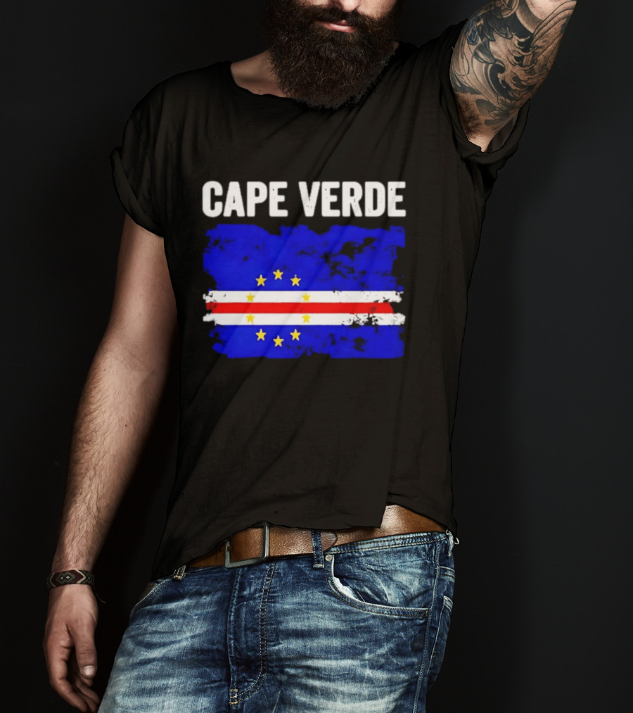 Cape Verde Distressed Flag Design Six Yellow Stars T-Shirt