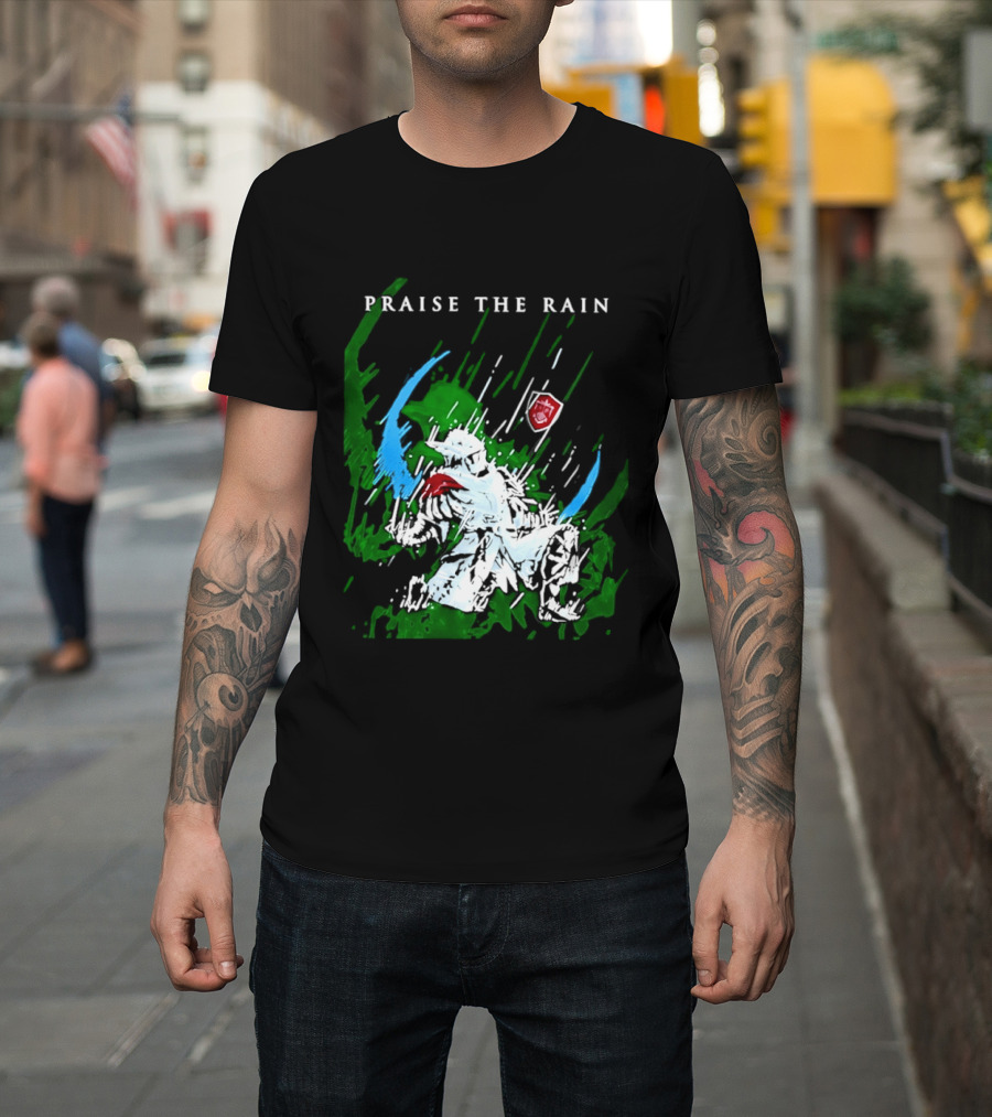 Praise The Rain Warrior Energetic Green And Blue Splash T-Shirt